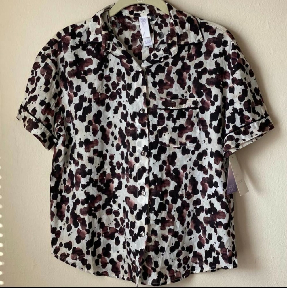 Women's animal print button down pajama top